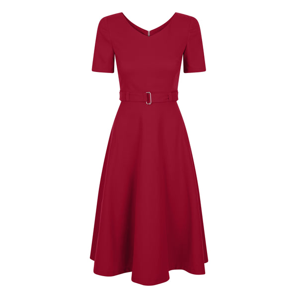 Lilka - czerwona sukienka rozkloszowana