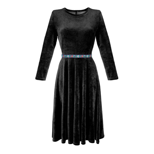 Małgorzata czarna - welurowa sukienka