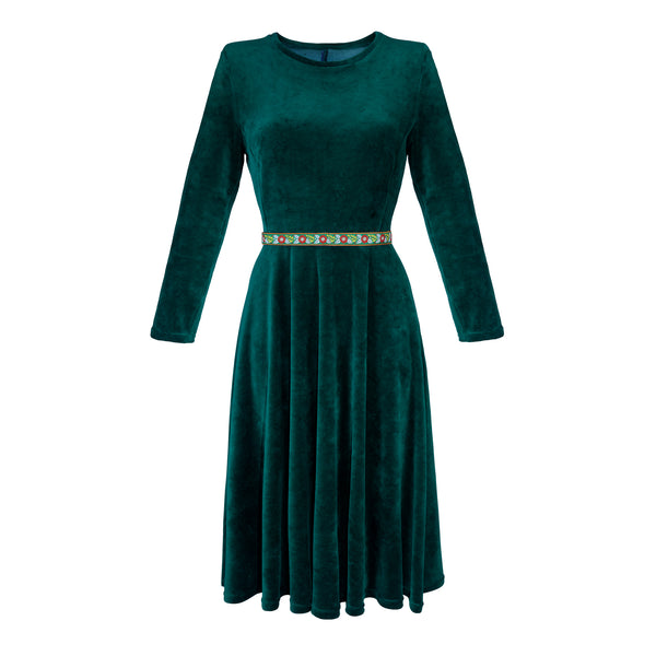 Małgorzata zielona - welurowa sukienka