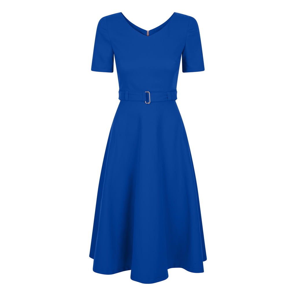 Lilka - niebieska sukienka rozkloszowana